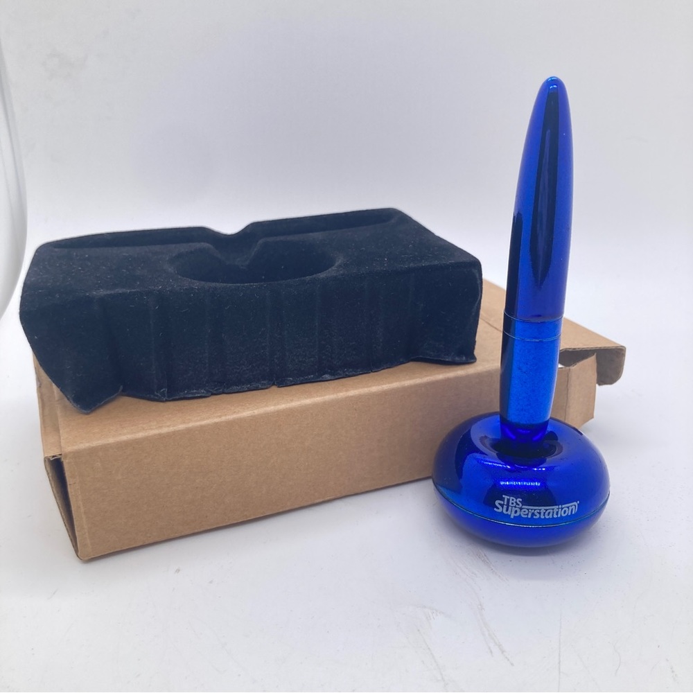 TBS Superstation Magnetic Floating Pen Promotional Item Blue Metal
